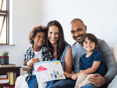 A blended family waiting in the adoption lawyer's office