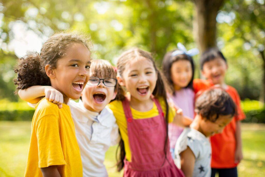 Children playing and laughing together